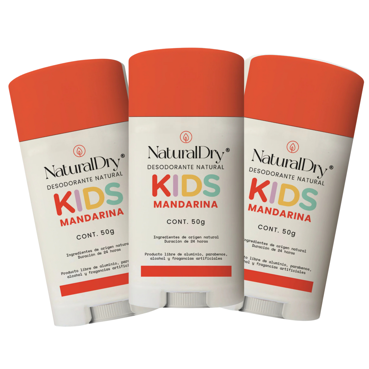 Desodorante para niños 3pzs NaturalDry Kids Olor Mandarina Desodorante Natural
